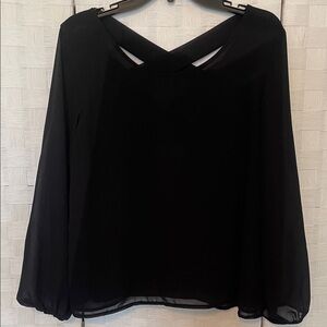 Ya Los Angeles PTP 20” Black Silk Blend Blouse Size Large EUC